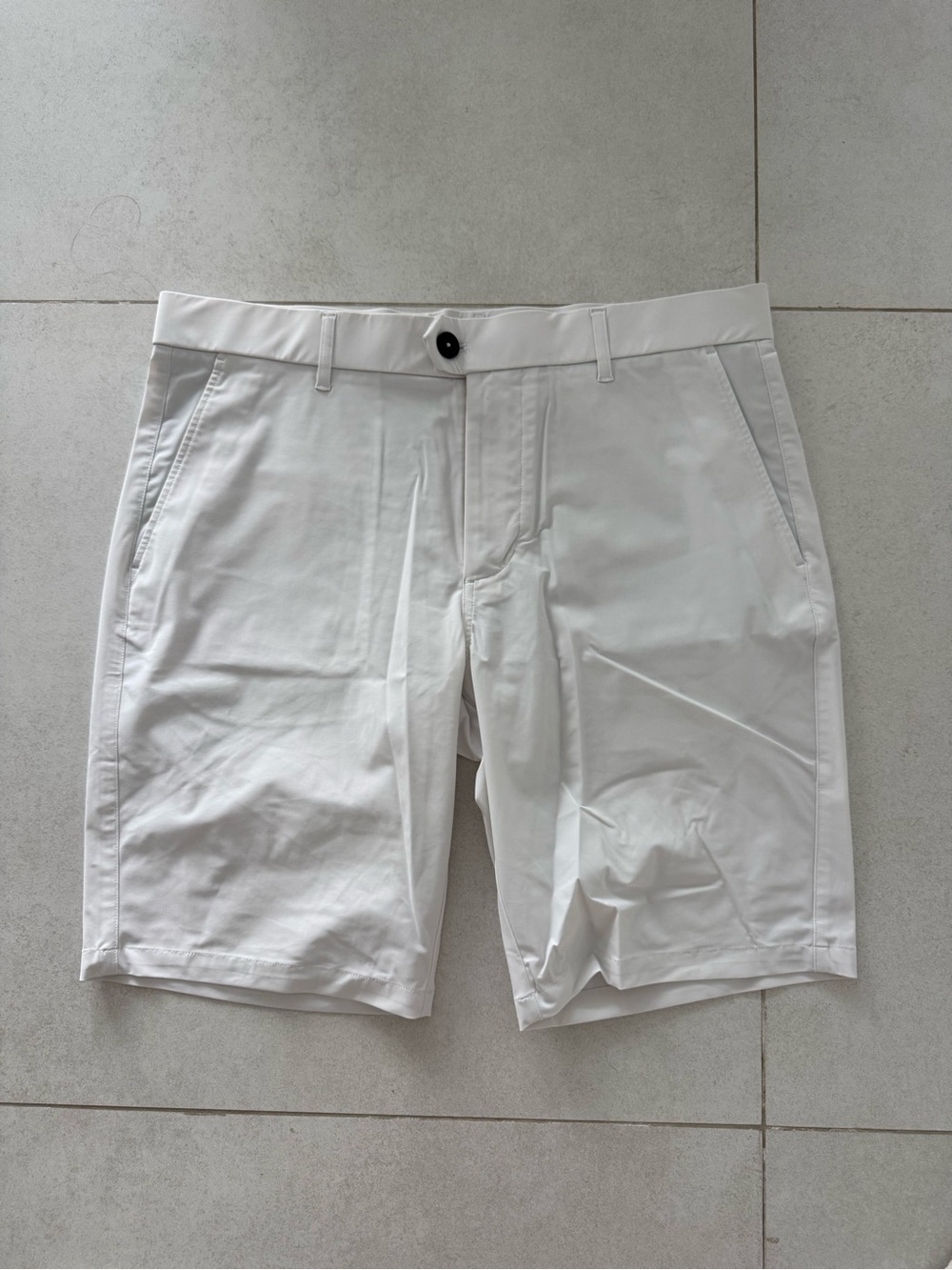 Men's White Flat Front Performance Shorts